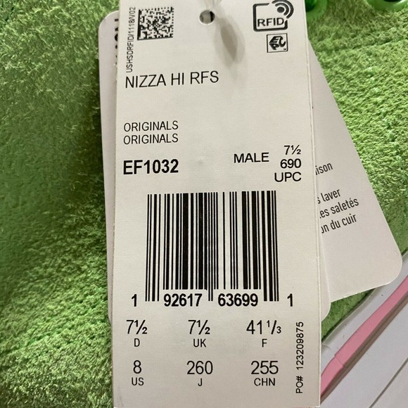 Adidas Na-Kel Smith Mens Nizza Hi RF Sneakers Size 8 Spring Green Pins EF1032 - Picture 10 of 13